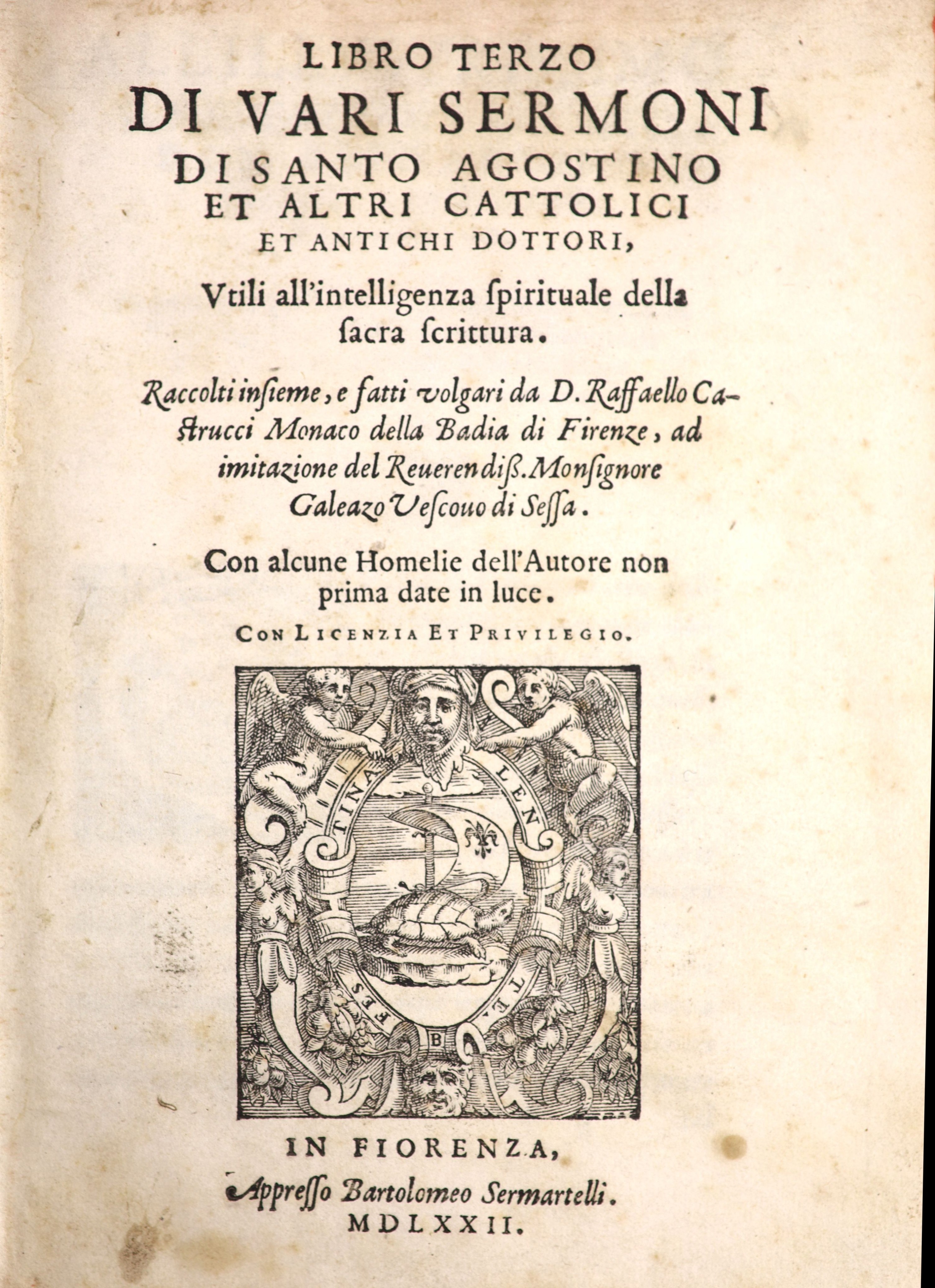 Augustine, Saint. Libro Terzo di Vari Sermoni di Santo Agostino et Attri Cattolici et Antichi Dottori ...